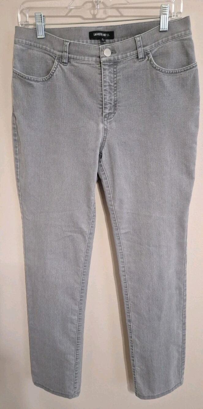LAFAYETTE 148 Women's Light Wash Classic Straight Leg Gray Jeans Size 4 Stretch